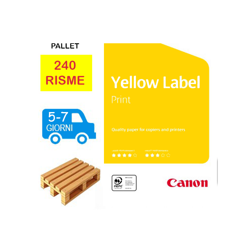 Carta per fotocopie A4 Yellow Label Print Canon 80 gr bianco risma da 500 fogli (Pallet 240 risme)