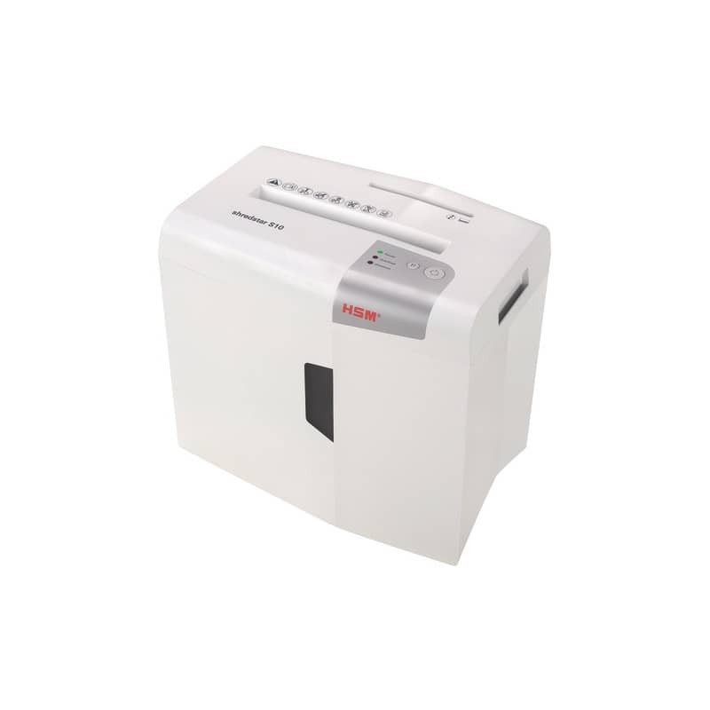 Distruggidocumenti uso moderato HSM Shredstar S10 - P-2 - 18 L - taglio a strisce 6 mm - bianco/argento - 1042121