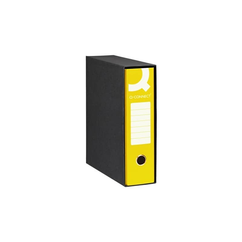 Registratore protocollo con custodia Q-Connect dorso 8 cm - 28,5x34,3 cm - giallo RQ-CON-P8GI (Conf.10)