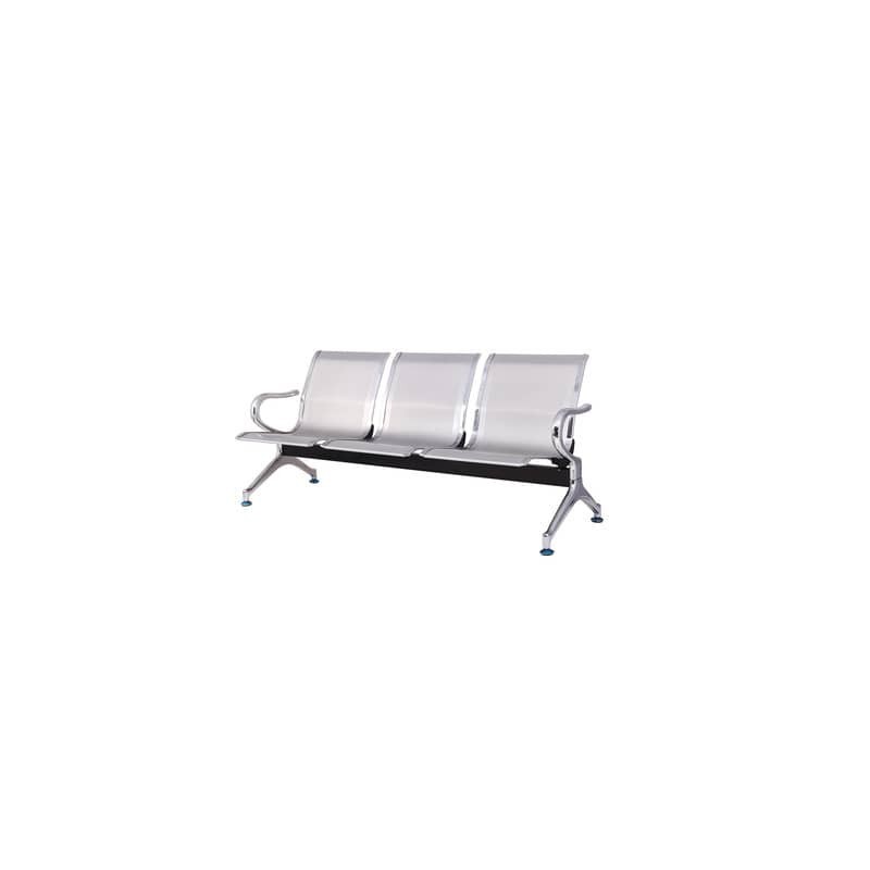 Panca in acciaio microforato per sala d'attesa Serena Group grigio - 3 posti L180 x P68 x H78 cm - SJ820G-3
