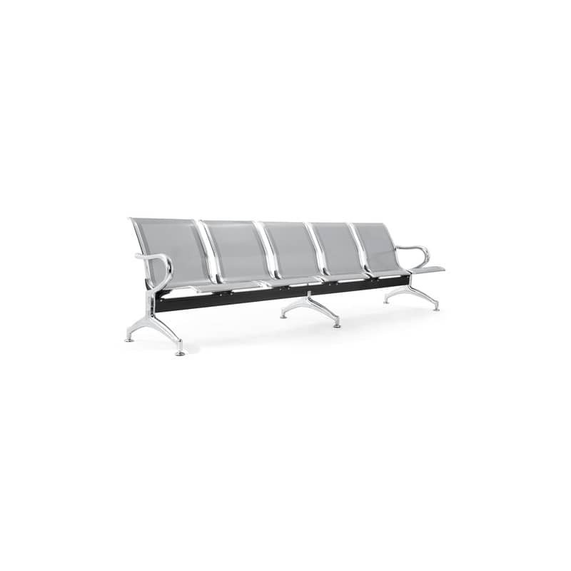 Panca in acciaio microforato per sala d'attesa Serena Group grigio - 5 posti L293 x P68 x H78 cm - SJ820G-5