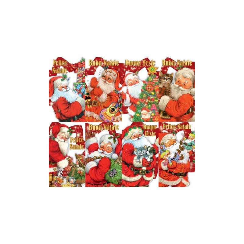 Chiudipacco natalizi con filo - soggetto "Babbo Natale" - 4,5x8 cm - conf. 12 pezzi Biembi - BAP208C72F