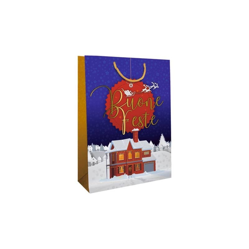 Shopper Natalizia Premium "Buone feste" Biembi 25,5x32,5x13,5 cm - conf. 6 pezzi - BXS202P11C