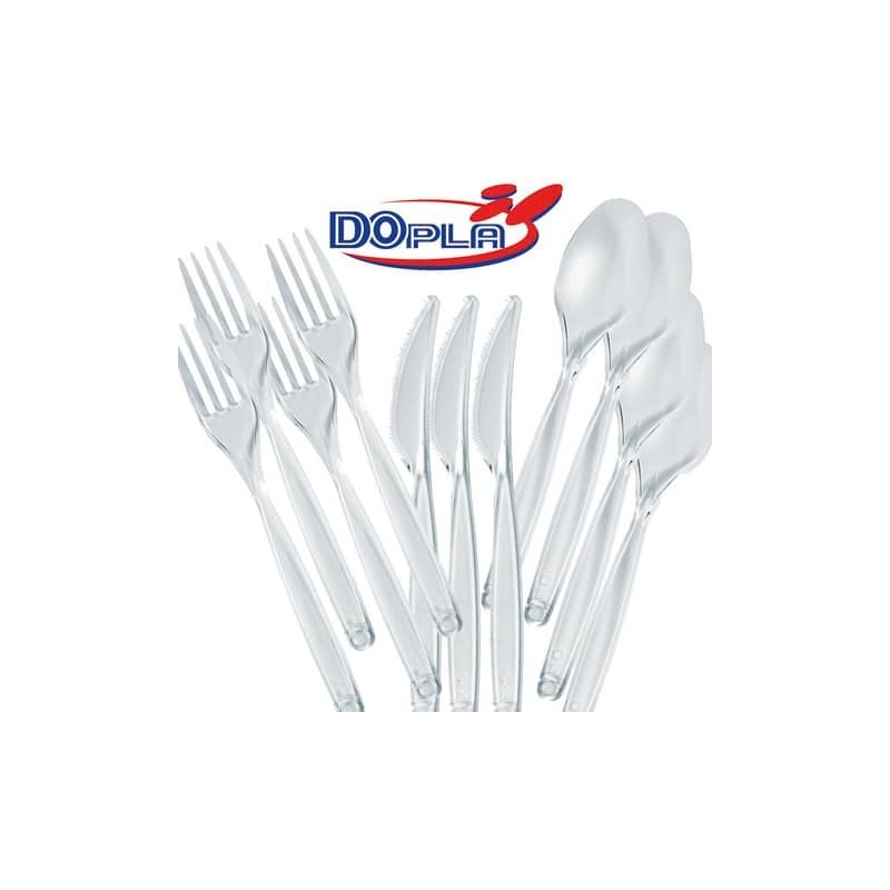 Forchette magnum Compact trasparenti in polistirene conf. 50 pz Dopla Reusable 177 mm - 3437