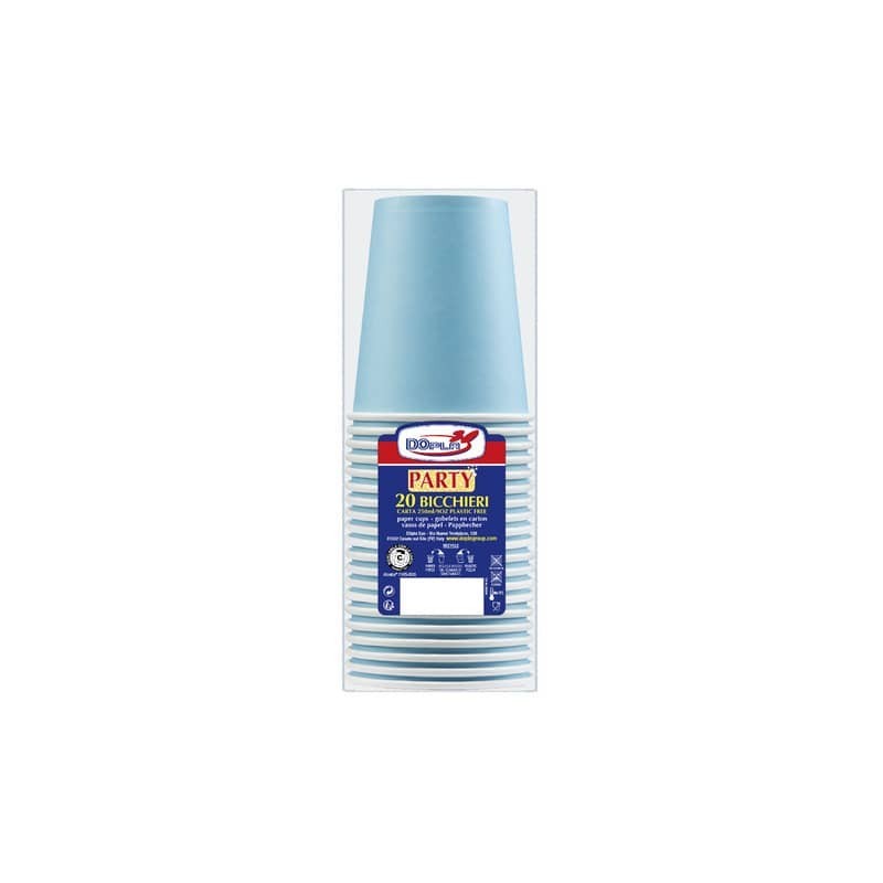 Bicchieri carta WD 250 ml conf. 20 pz Dopla Green azzurro 42190