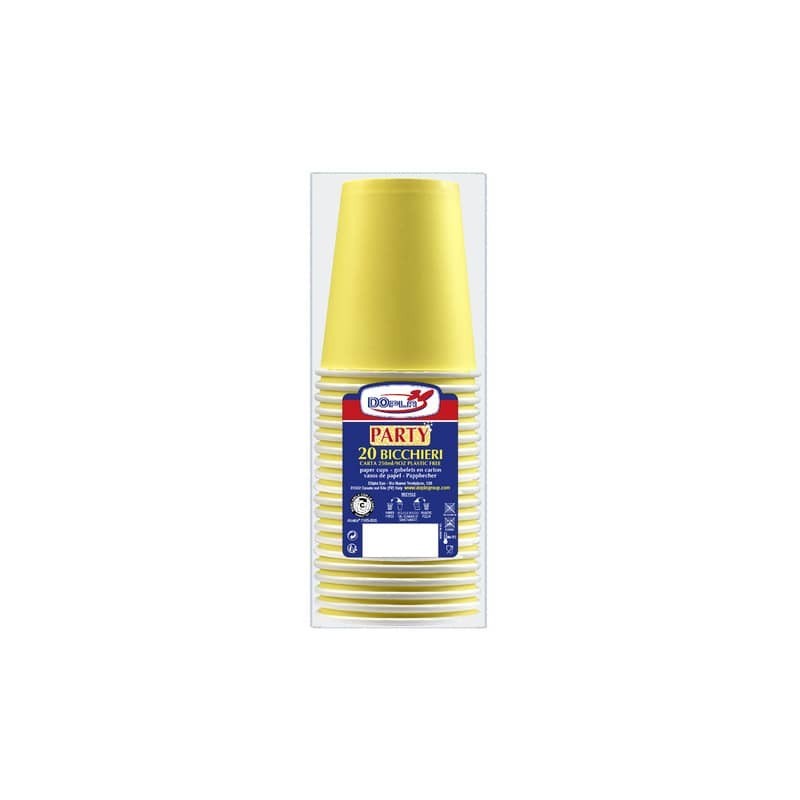 Bicchieri carta WD 250 ml conf. 20 pz Dopla Green giallo 42189