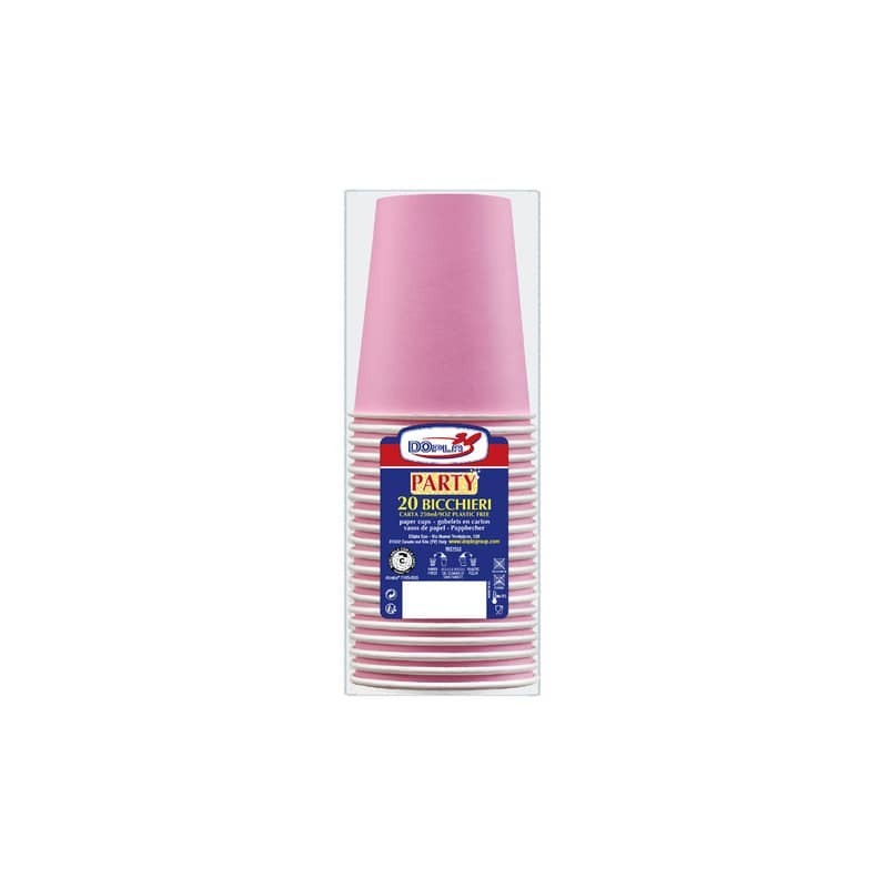 Bicchieri carta WD 250 ml conf. 20 pz Dopla Green rosa 42192