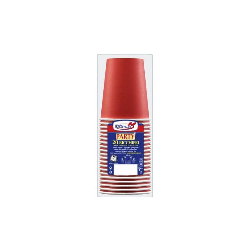 Bicchieri carta WD 250 ml conf. 20 pz Dopla Green rosso 42140