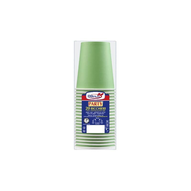 Bicchieri carta WD 250 ml conf. 20 pz Dopla Green verde 42191