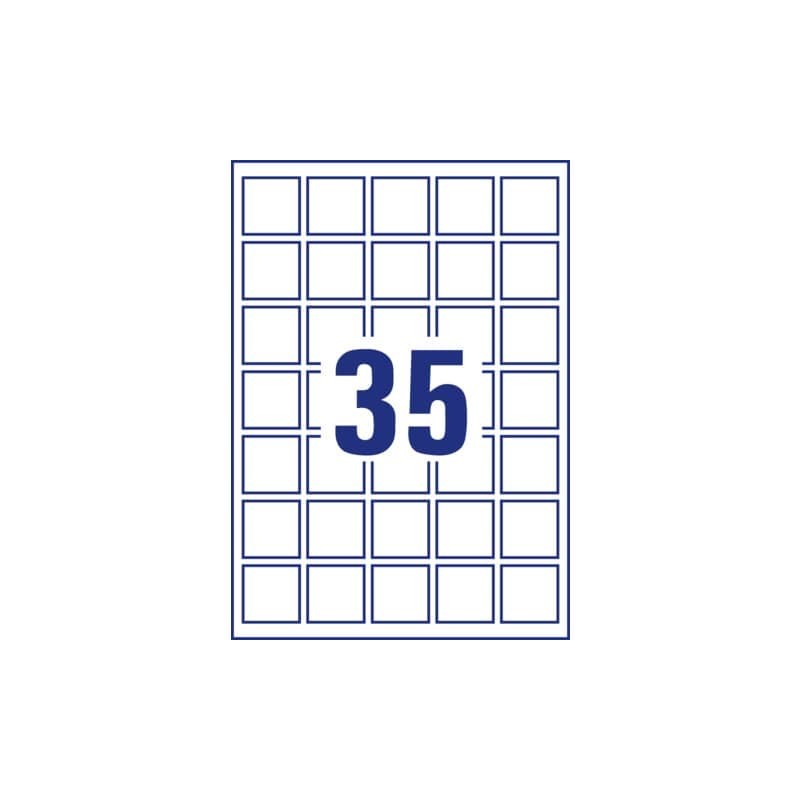 Etichette adesive Avery in carta bianca coprente per stampa QR code 35 et/foglio 35x35 mm -conf. 25 fogli L7120-25