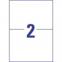 Etichette in polietilene bianco Avery 2 et./foglio Laser - 210x148 mm conf. 10 fogli - L7916-10