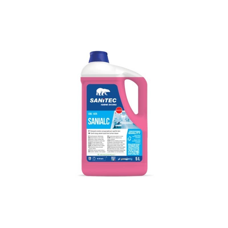 Detergente alcolico solventato asciugarapido Sanitec Sanialc con floralcool e antibatterico - 5 L/5 kg