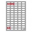 Etichette bianche Copiatabu A400 38,1x21,2 mm- angoli arrotondati - 65 e.t/foglio - conf. 100 fogli Markin