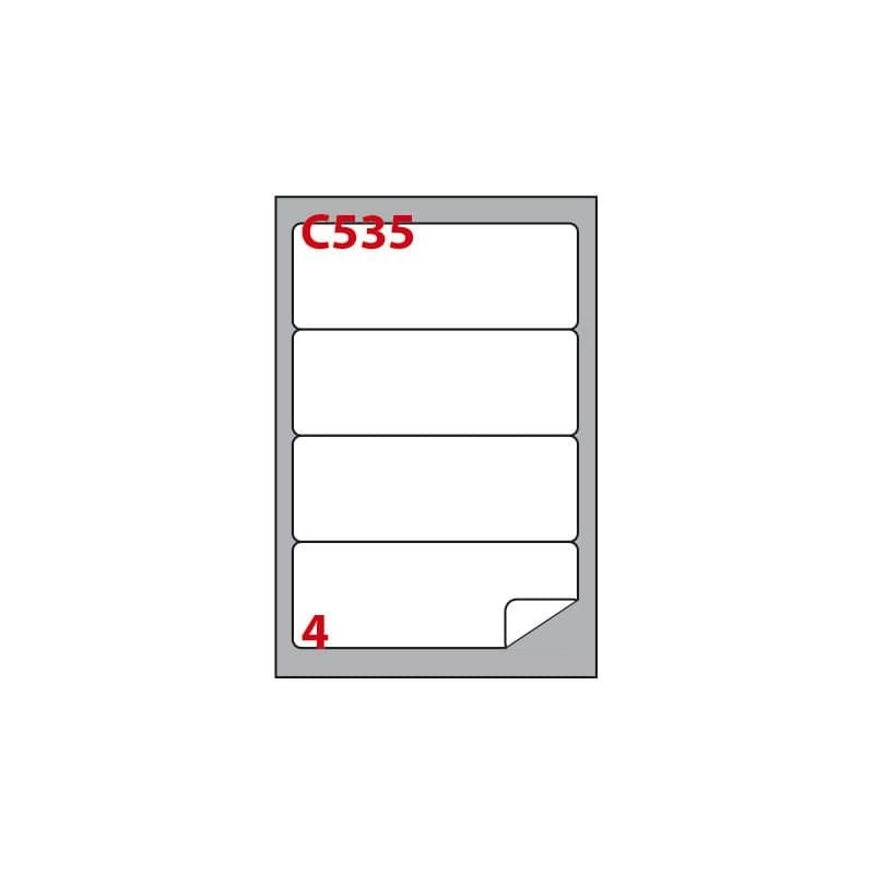 Etichette bianche Copiatabu C535 laser/inkjet - angoli arrotondati - 4 et./foglio - cf. 100 ff Markin 190x61 mm