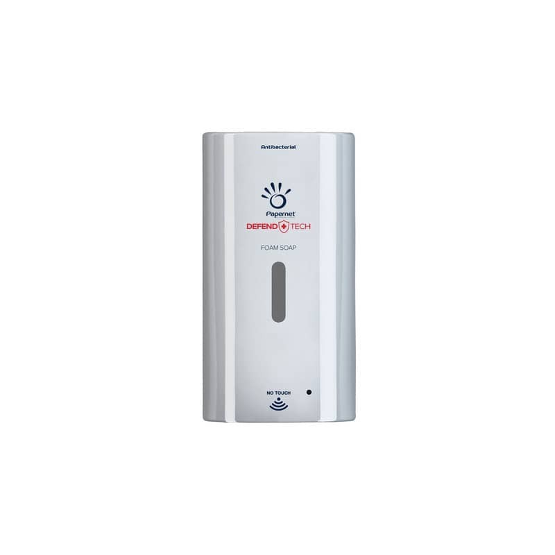 Dispenser antibatterico No Touch per cartuccia di sapone in schiuma Defend Tech - 25x12x13,5 cm Papernet bianco -