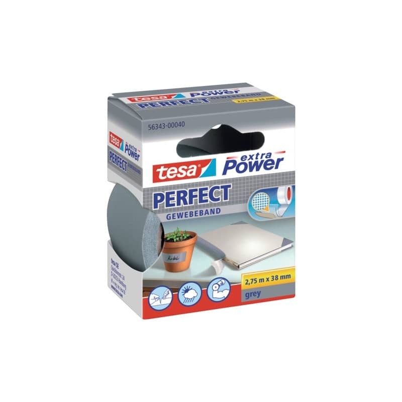 Nastro in tela plastificato XP Perfect 38 mm x 2,75 m Tesa grigio 56343-00040-03