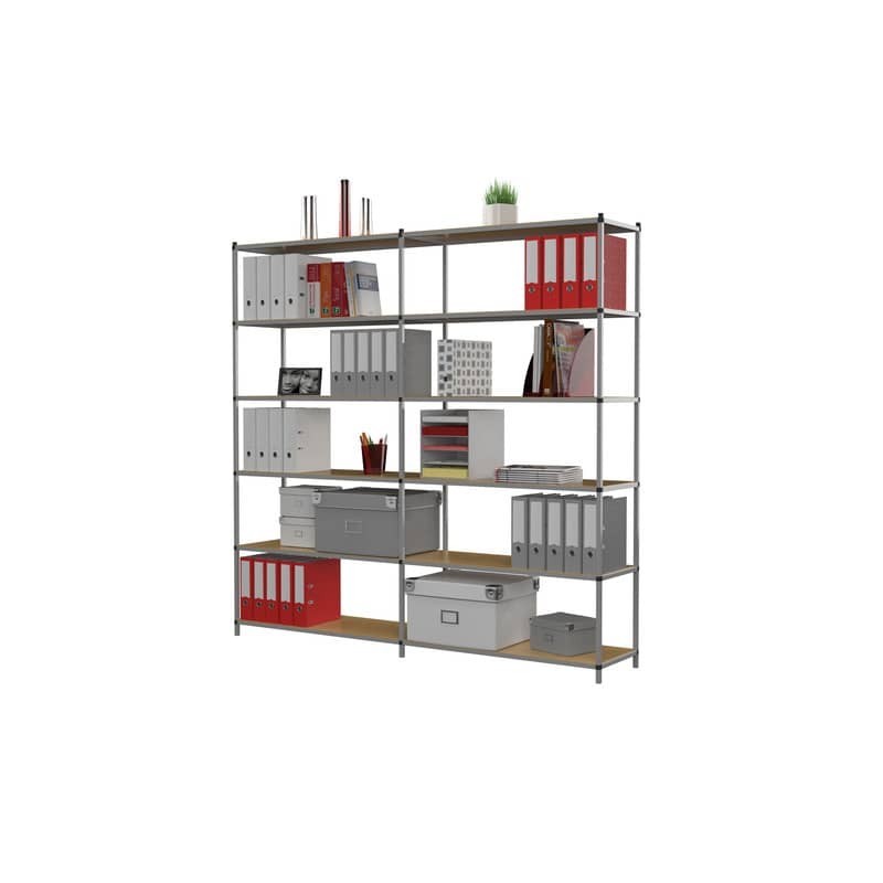 Modulo aggiuntivo per scaffalatura ad incastro 6 ripiani fissi Paperflow 100x35x200 cm - grigio - K606023