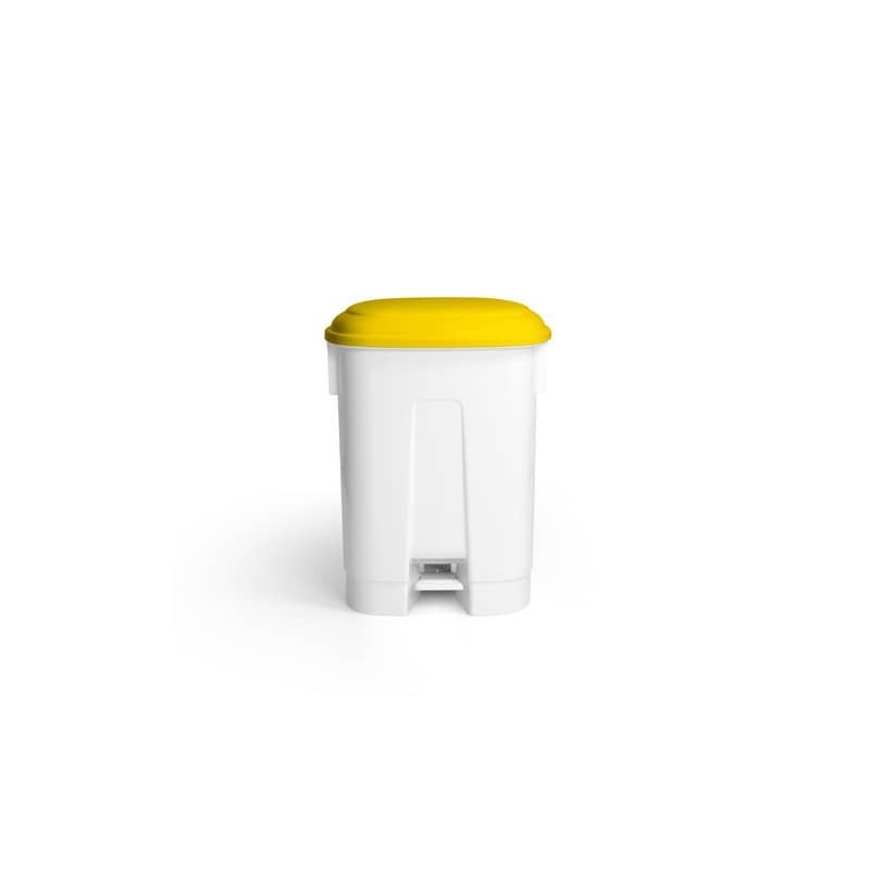 Pattumiera bianca a pedale 2x30 L - 50x36x68 cm TTS coperchio giallo 00005748