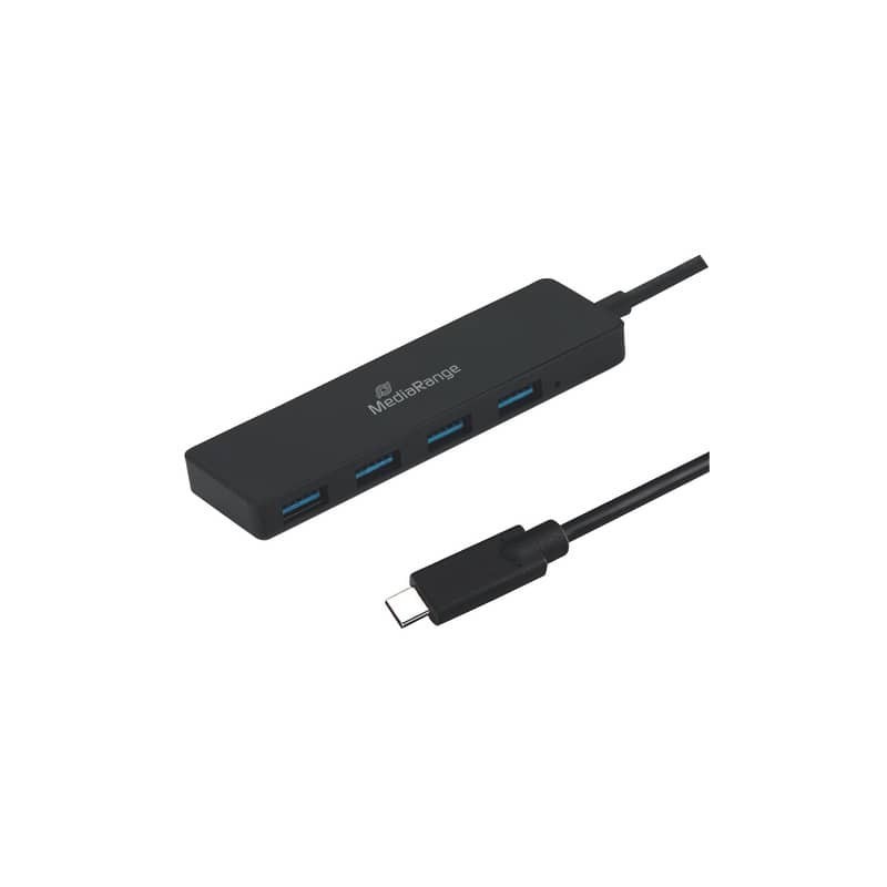 Hub Type C USB 3.0 con 4 porte Media Range - nero MRCS508