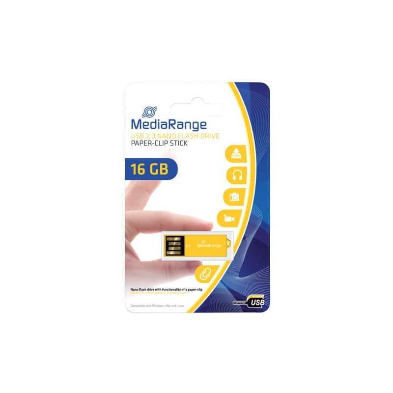 Chiavetta USB 2.0 nano - 16 Gb Media Range giallo MR976