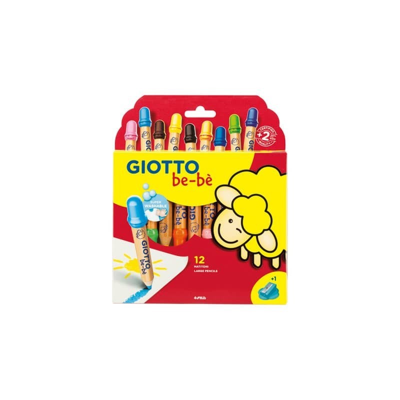 Matitoni in colori assortiti + appuntamatitone - conf. 12 pezzi Giotto Bebè assortiti - F482000