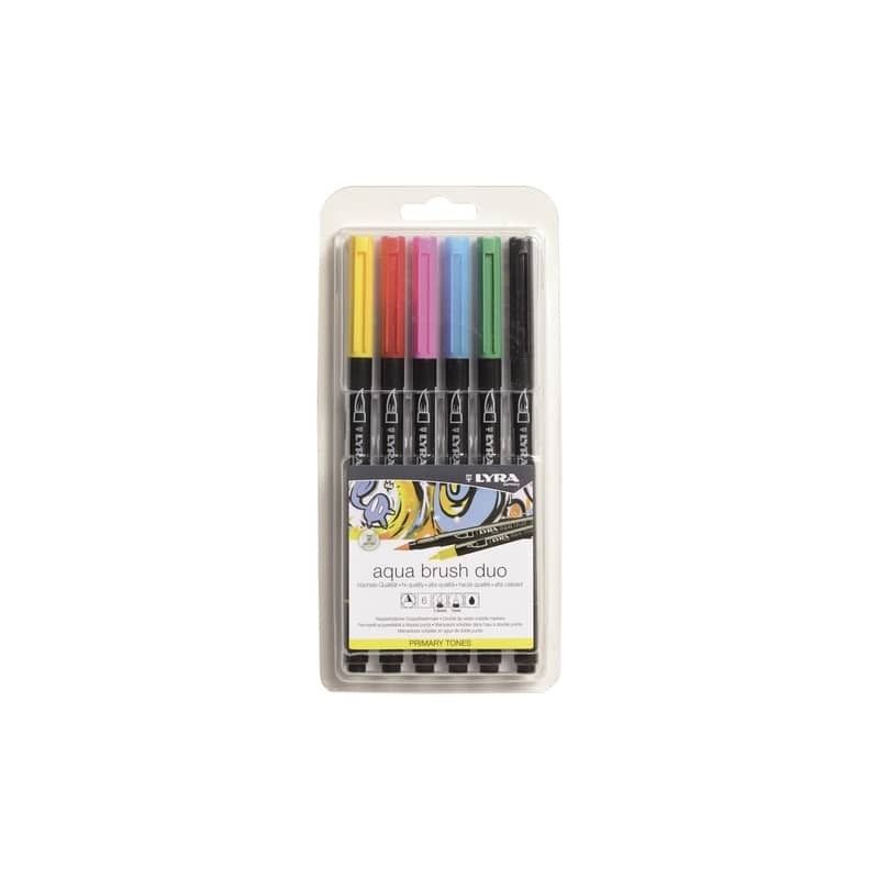Pennarelli AQUA BRUSH DUO Set 6 pennarelli confezione appendibile Lyra colori primari - L6521060