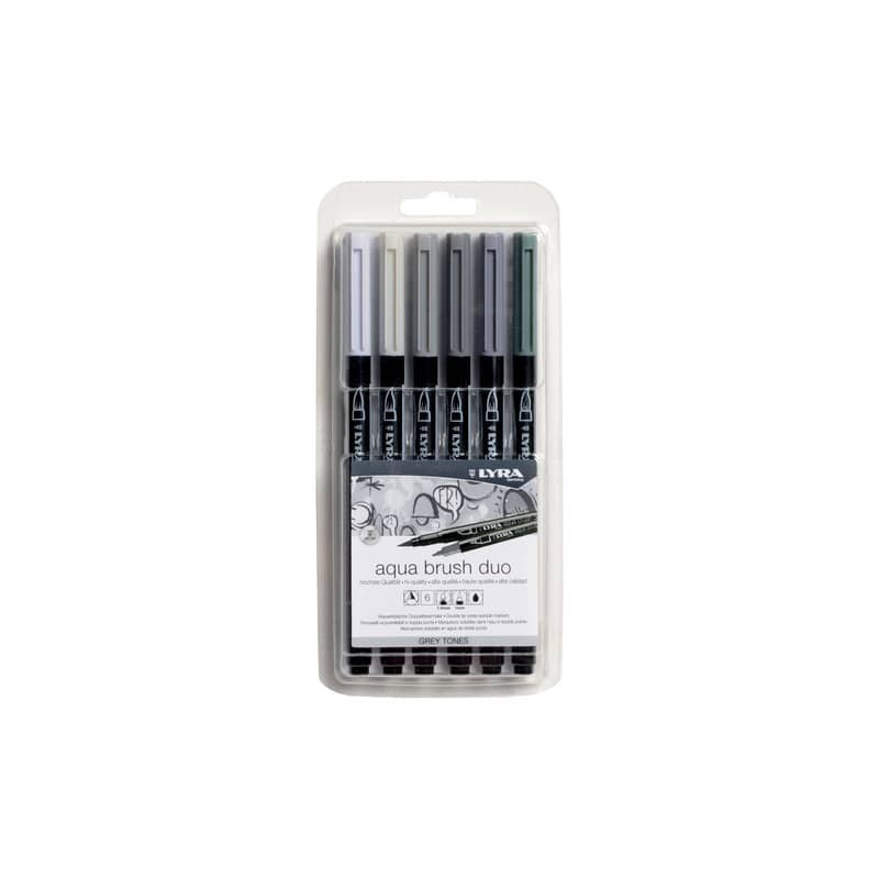 Pennarelli AQUA BRUSH DUO Set 6 pennarelli confezione appendibile Lyra colori grey set - L6521063