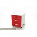 Cassettiera a 3 cassetti su ruote 17020 41x50xH.52,2 cm Artexport struttura bianca/frontalini rossi - 17020/3R/3T