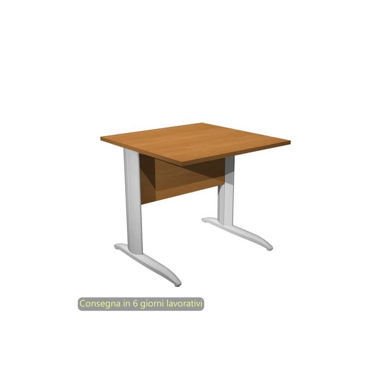 Scrivania piano noce chiaro 80x80xH.72 cm gamba a L in metallo grigio alluminio linea Presto Artexport - 001K2/4/AA