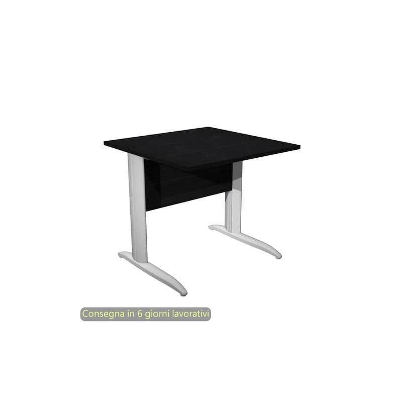 Scrivania piano nero venato frassino 80x80xH.72 cm gamba a L metallo grigio alluminio Presto Artexport - 001K2/8/AA