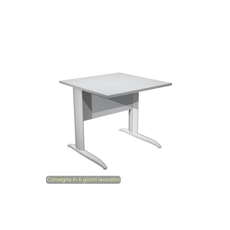 Scrivania piano grigio 80x80xH.72 cm gamba a L in metallo grigio alluminio linea Presto Artexport - 001K2/9/AA