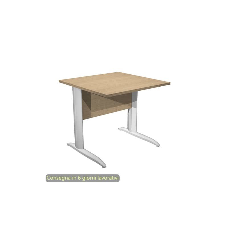 Scrivania piano rovere 80x80xH.72 cm gamba a L in metallo grigio alluminio linea Presto Artexport - 001K2/C/AA