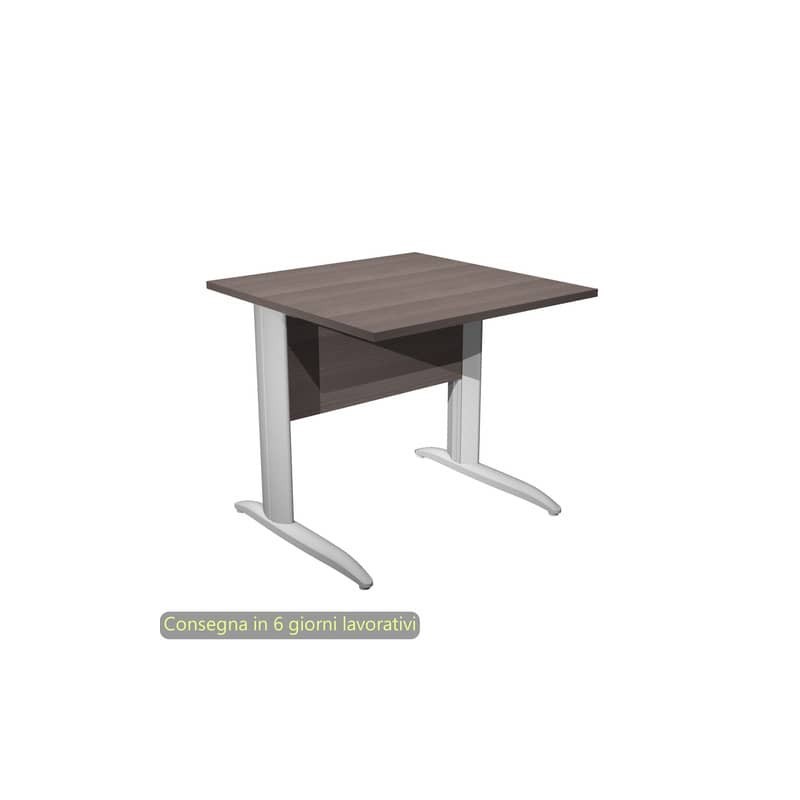 Scrivania piano frassino toscano 80x80xH.72 cm gamba a L metallo grigio alluminio Presto Artexport - 001K2/F/AA