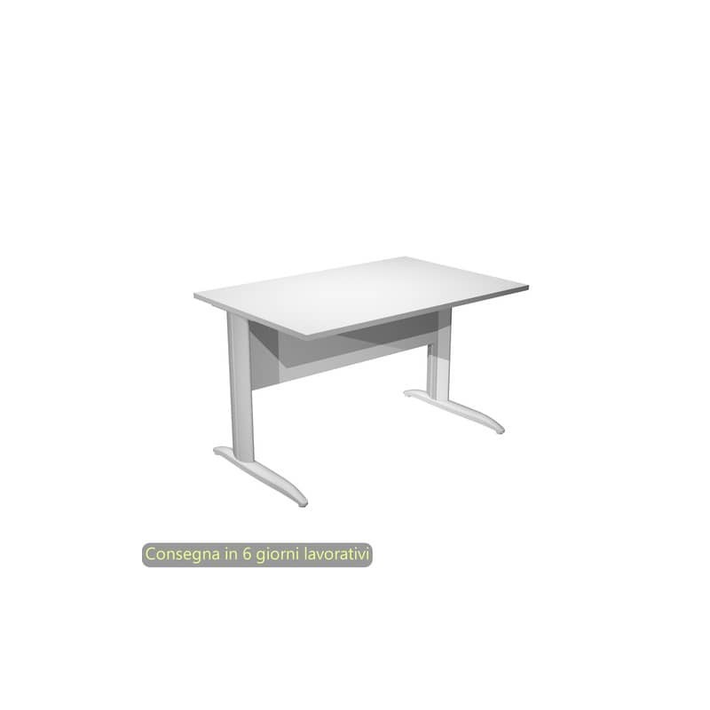 Scrivania piano bianco 120x80xH.72 cm gamba a L in metallo grigio alluminio linea Presto Artexport - 004K2/3/AA