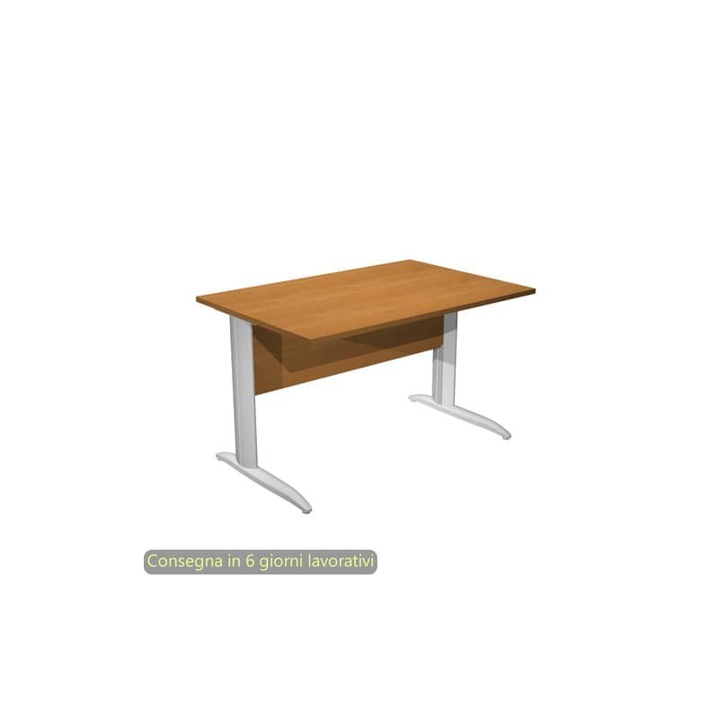 Scrivania piano noce chiaro 120x80xH.72 cm gamba a L in metallo grigio alluminio linea Presto Artexport - 004K2/4/AA