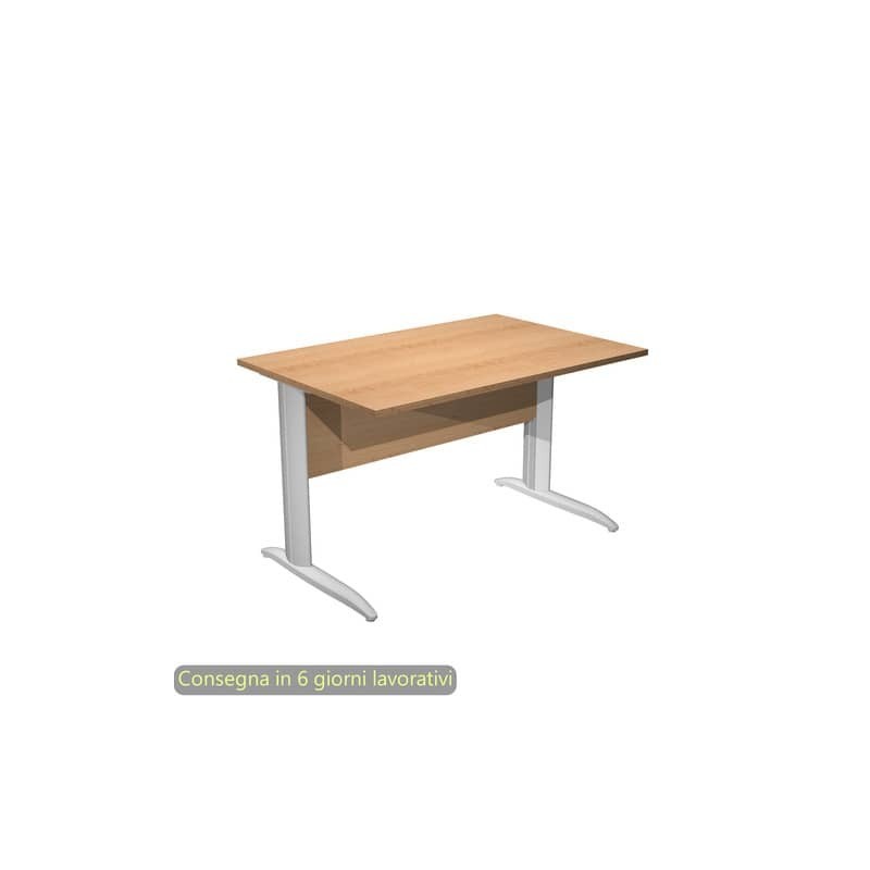 Scrivania piano faggio 120x80xH.72 cm gamba a L in metallo grigio alluminio linea Presto Artexport - 004K2/6/AA