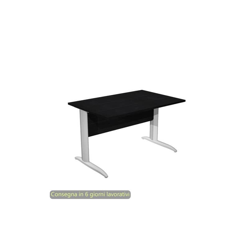 Scrivania piano nero venato frassino 120x80xH.72 cm gamba a L metallo grigio alluminio Presto Artexport - 004K2/8/AA