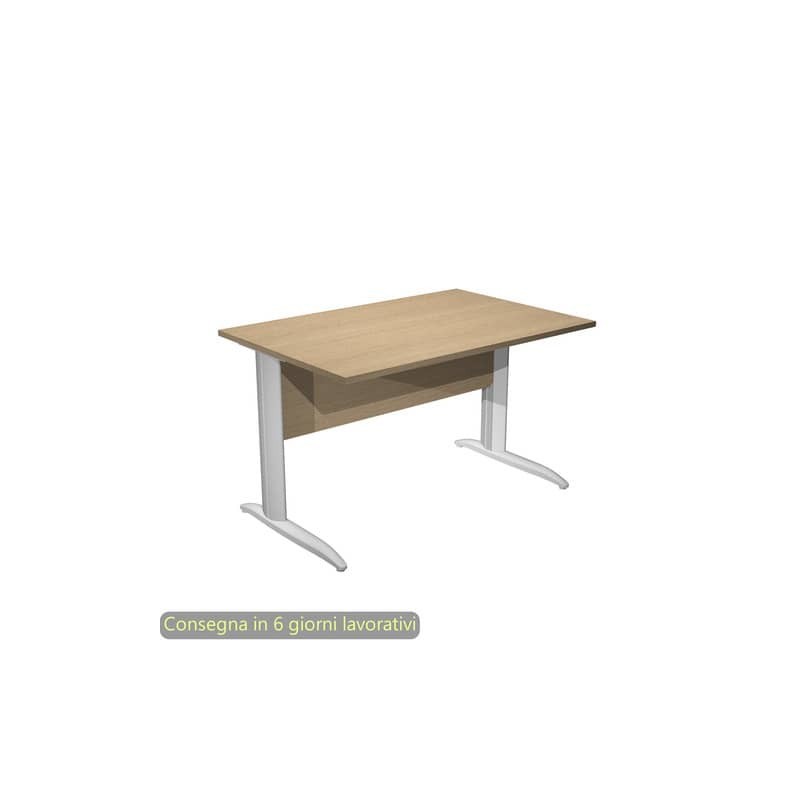 Scrivania piano rovere 120x80xH.72 cm gamba a L in metallo grigio alluminio linea Presto Artexport - 004K2/C/AA