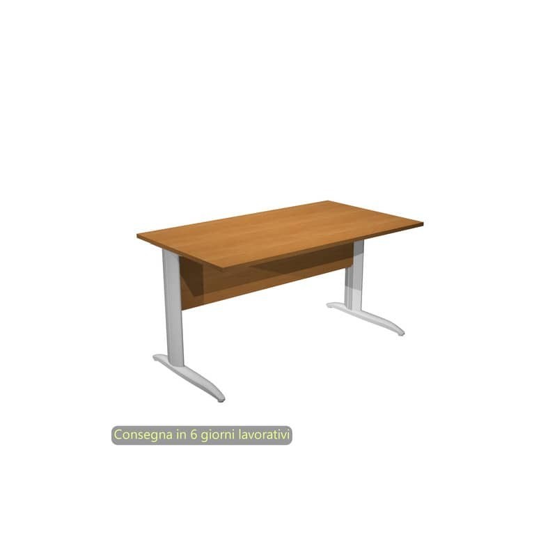 Scrivania piano noce chiaro140x80xH.72 cm gamba a L in metallo grigio alluminio linea Presto Artexport - 002K2/4/AA