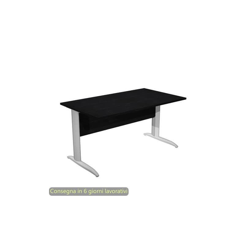 Scrivania piano nero venato frassino 140x80xH.72 cm gamba a L metallo grigio alluminio Presto Artexport - 002K2/8/AA