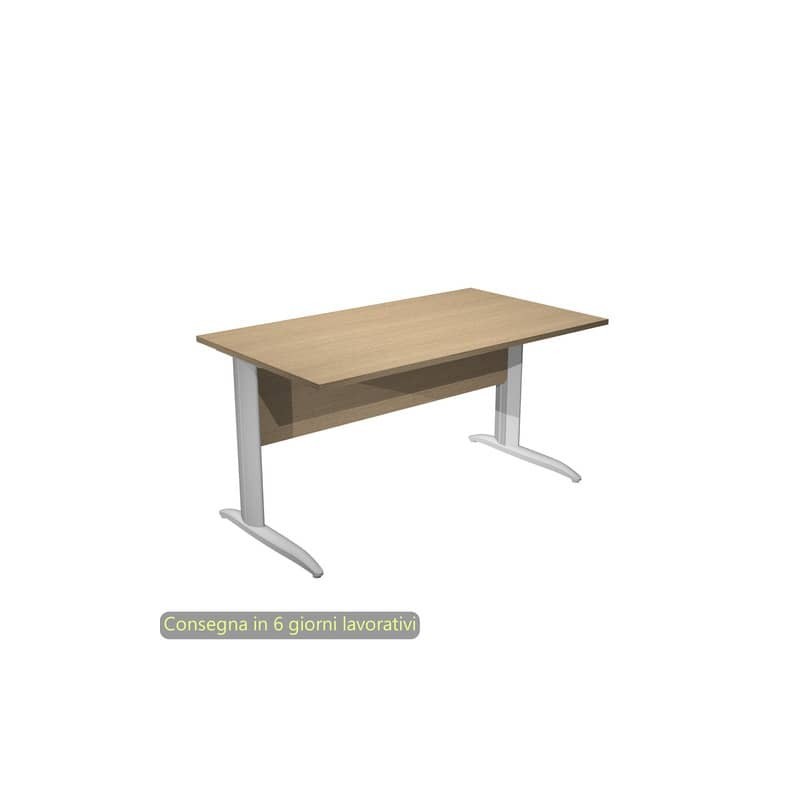 Scrivania piano rovere 140x80xH.72 cm gamba a L in metallo grigio alluminio linea Presto Artexport - 002K2/C/AA