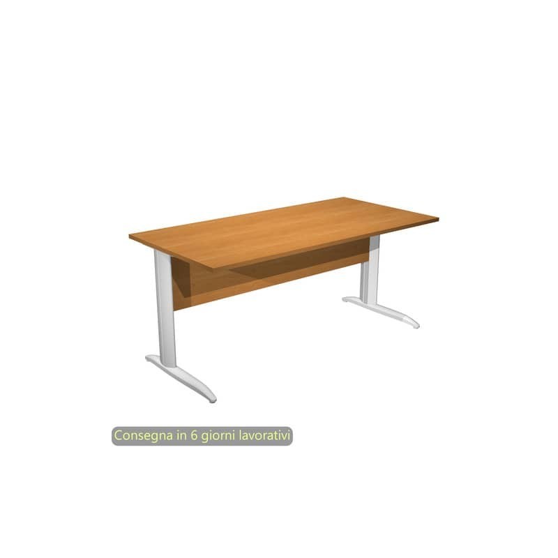 Scrivania piano noce chiaro 160x80xH.72 cm gamba a L in metallo grigio alluminio linea Presto Artexport - 003K2/4/AA