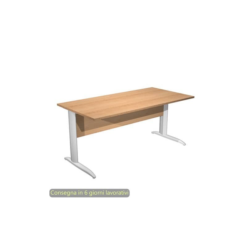 Scrivania piano faggio 160x80xH.72 cm gamba a L in metallo grigio alluminio linea Presto Artexport - 003K2/6/AA