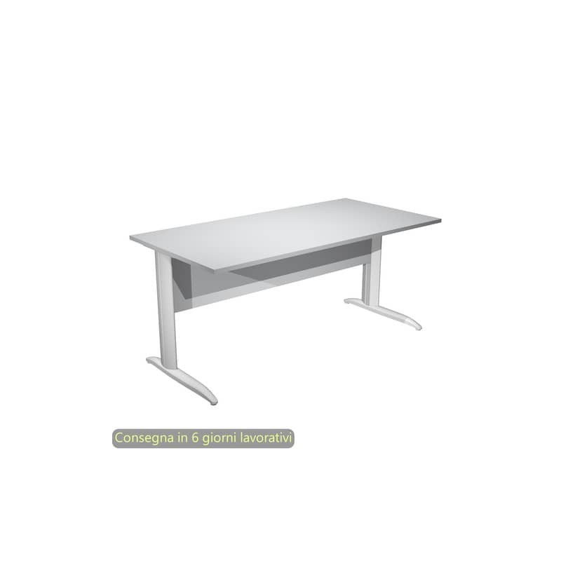 Scrivania piano grigio 160x80xH.72 cm gamba a L in metallo grigio alluminio linea Presto Artexport - 003K2/9/AA