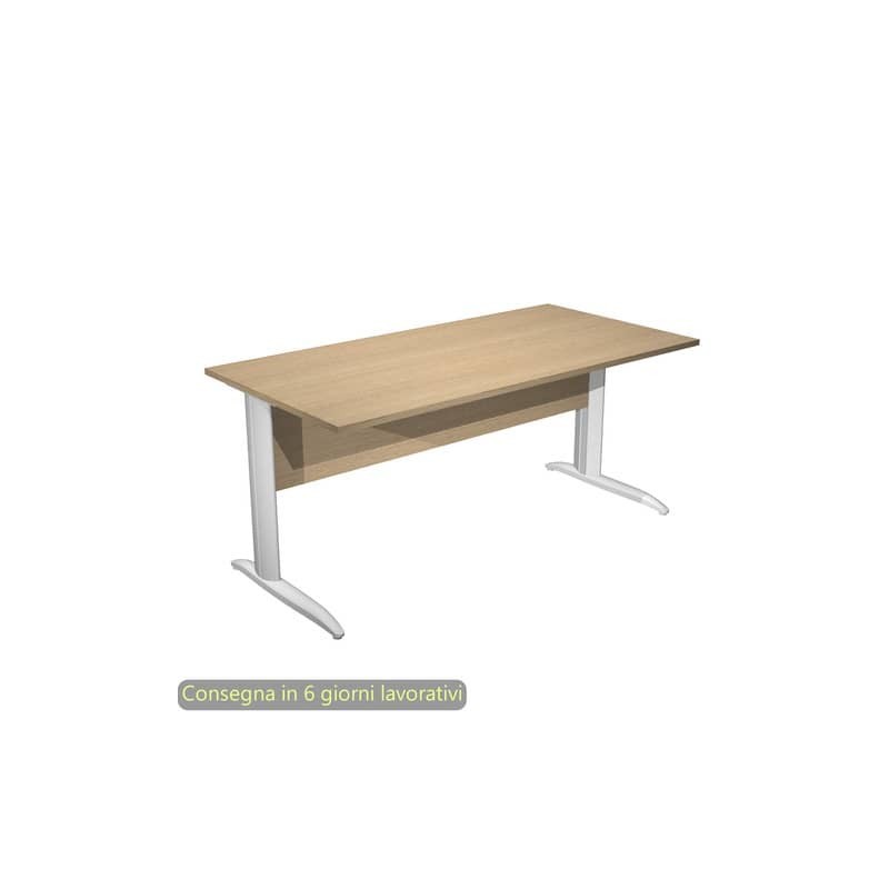 Scrivania piano rovere 160x80xH.72 cm gamba a L in metallo grigio alluminio linea Presto Artexport - 003K2/C/AA