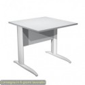 Scrivania piano grigio 80x80xH.72 cm gamba a L in metallo bianco opaco linea Presto Artexport - 001K2/9/AN