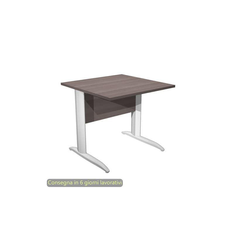 Scrivania piano frassino toscano 80x80xH.72 cm gamba a L in metallo bianco opaco Presto Artexport 001K2/F/AN