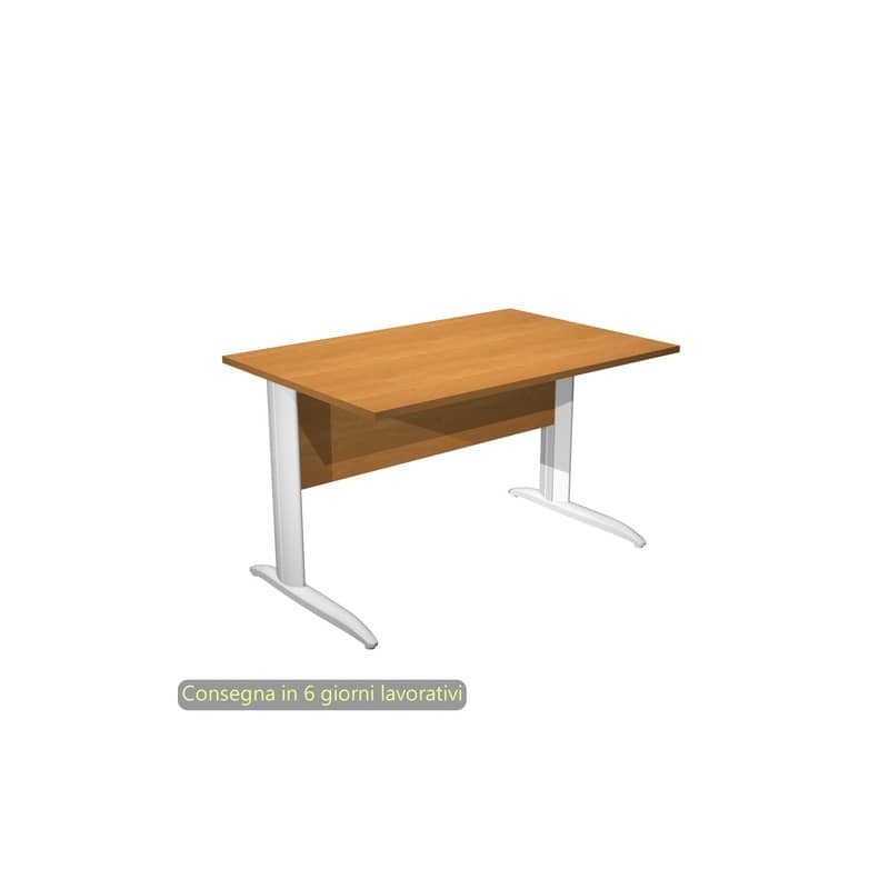 Scrivania piano noce chiaro 120x80xH.72 cm gamba a L in metallo bianco opaco linea Presto Artexport - 004K2/4/AN