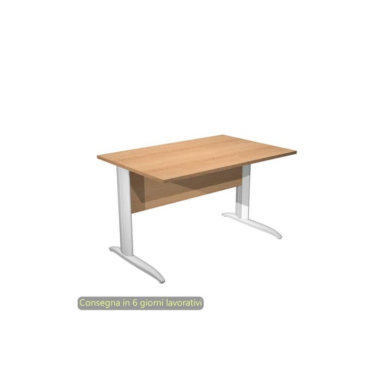 Scrivania piano faggio 120x80xH.72 cm gamba a L in metallo bianco opaco linea Presto Artexport - 004K2/6/AN