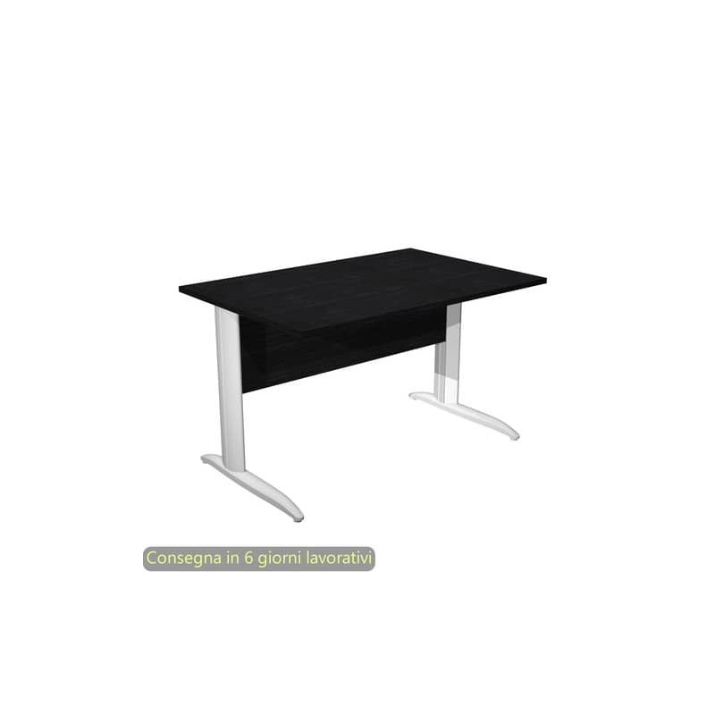 Scrivania piano nero venato frassino 120x80xH.72 cm gamba a L in metallo bianco opaco Presto Artexport 004K2/8/AN